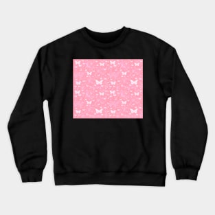 pink pattern with butterflies, flowers, stars and bokeh Crewneck Sweatshirt